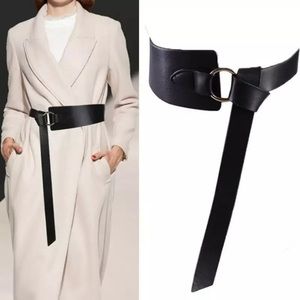 Stylish Black Semi Shine Faux Leather Loop Tie Belt